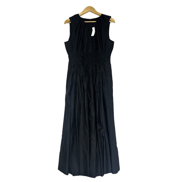Hyacinth Dress in Cotton Poplin Medium Black Midi Smocked A Line Classic Modest - Picture 1 of 12
